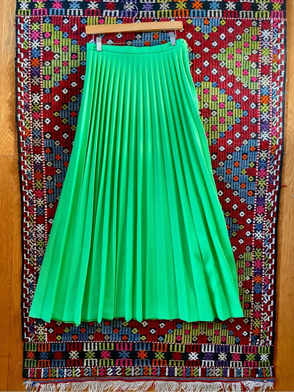 70s Pleated Green Skirt